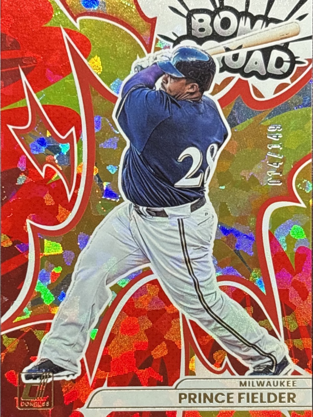 Panini Prince Fielder Baseball Trading Card - Red Prizm LE 14/149